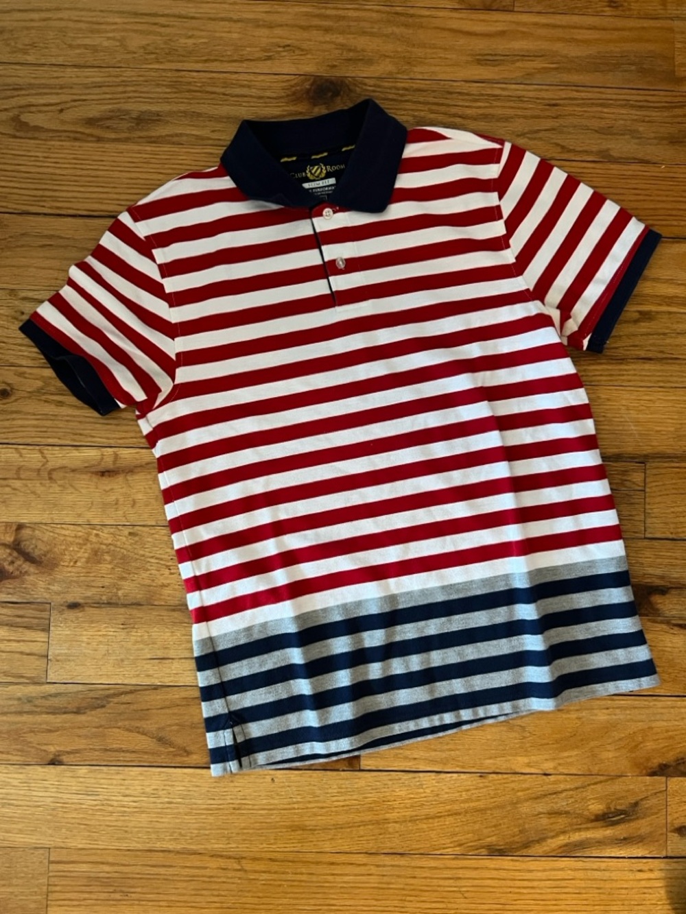 Club Room Red, White & Navy Striped Polo, M